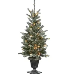 4 ft. Feel Real Pre-Lit Snowy Morgan Spruce Tree