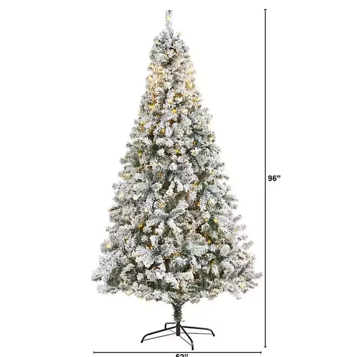 8 ft. Flocked Pre-Lit Rock Spruce Christmas Tree