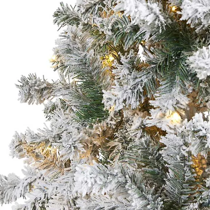 8 ft. Flocked Pre-Lit Rock Spruce Christmas Tree