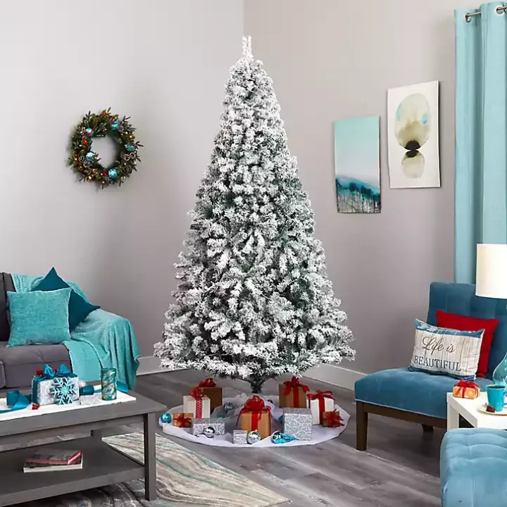 8 ft. Flocked Pre-Lit Rock Spruce Christmas Tree