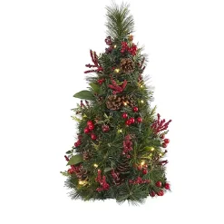 2 ft. Lit Mixed Pine and Berries Christmas Tree