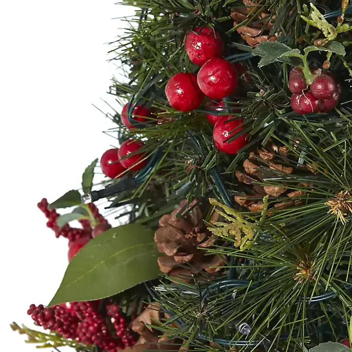 2 ft. Lit Mixed Pine and Berries Christmas Tree