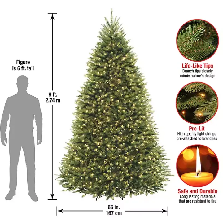 9 ft. Pre-Lit Dunhill Fir Hinged Christmas Tree