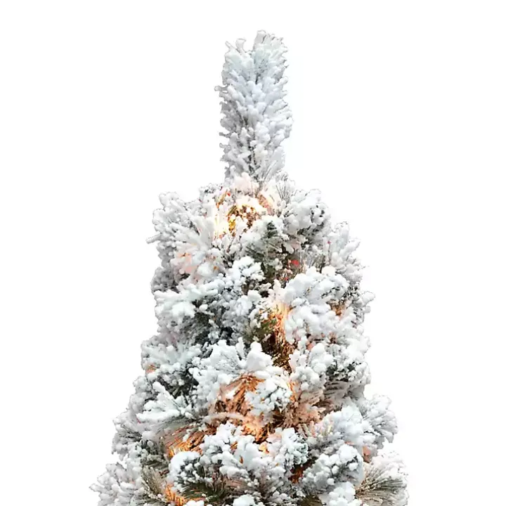 4 ft. Pre-Lit Flocked Pine Tree in Metal Pot