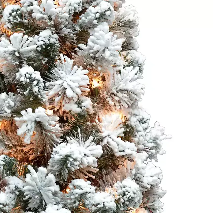 4 ft. Pre-Lit Flocked Pine Tree in Metal Pot