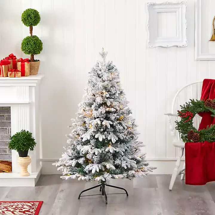 4 ft. Pre-Lit Flocked Vermont Pine Christmas Tree