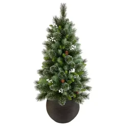 4 ft. Pre-Lit Glittery Crestwood Spruce Tree