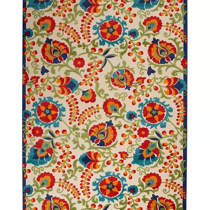 Abstract Floral Outdoor Area Rug, 7x10