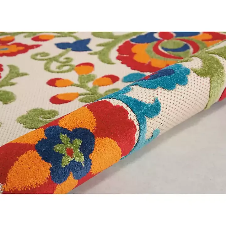 Abstract Floral Outdoor Round Area Rug, 5 ft.