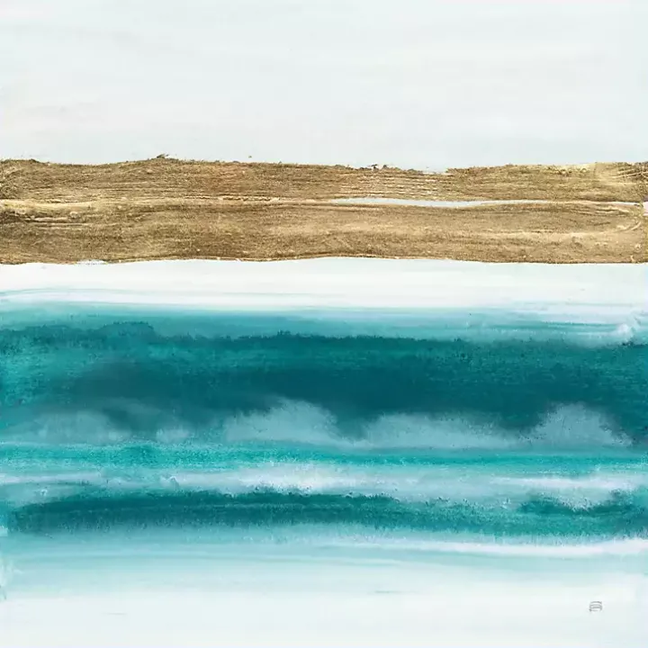 Abstract Gold Emerald Beach III Canvas Art Print