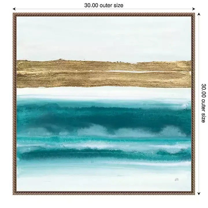 Abstract Gold Emerald Beach III Canvas Art Print