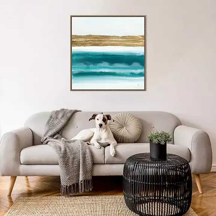 Abstract Gold Emerald Beach III Canvas Art Print
