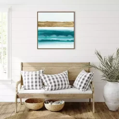 Abstract Gold Emerald Beach III Canvas Art Print