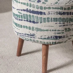 Abstract Lines Wood Ottoman Stool