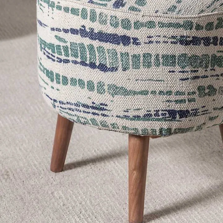 Abstract Lines Wood Ottoman Stool