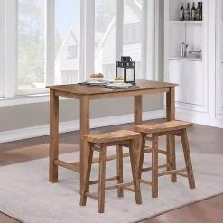 Acacia Barnwood Saddle Counter Stools, Set of 2