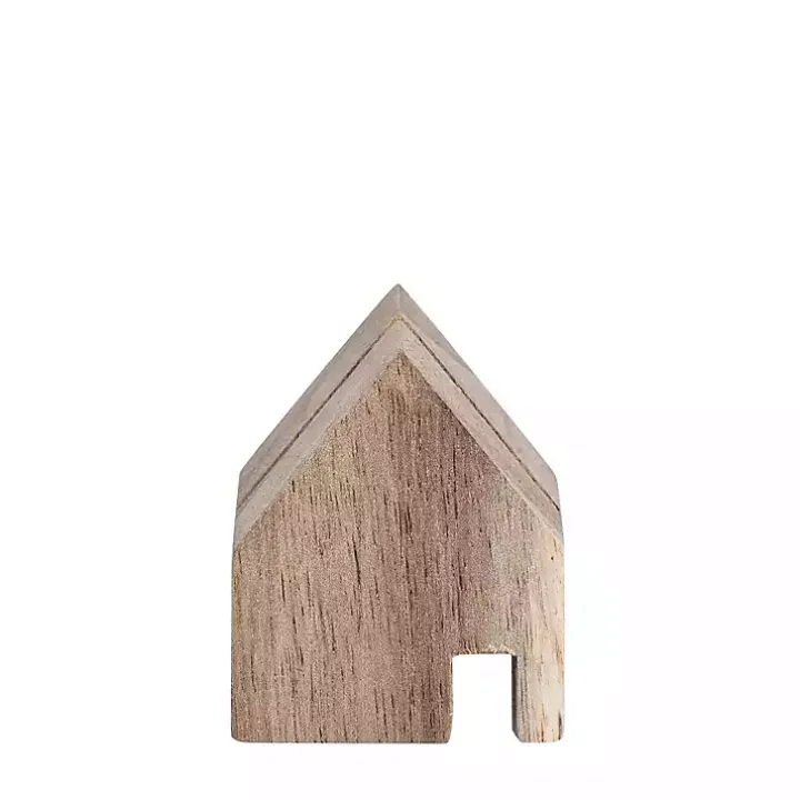 Acacia Wood House Photo Holders, Set of 3