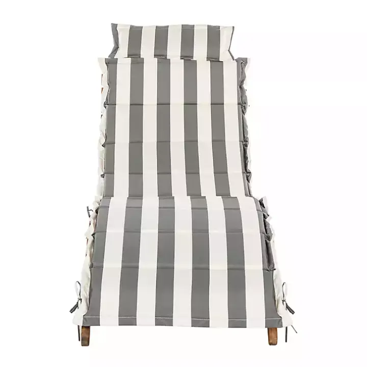 Acacia Wood 3-pc. Chaise Set with Striped Cushions