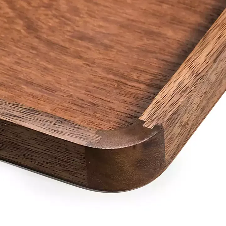 Acacia Wood Rectangle Serving Tray with Handles