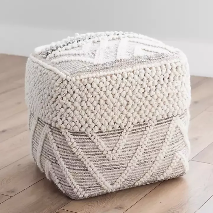 Adele Neutral Hand Knotted Pouf