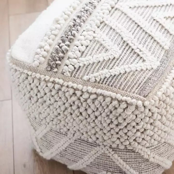 Adele Neutral Hand Knotted Pouf