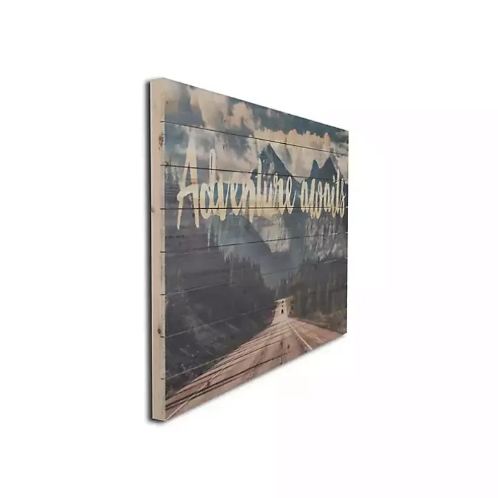 Adventure Awaits Wood Art Print
