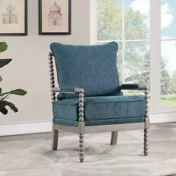 Aegean Blue Liam Turned Leg Accent Chair