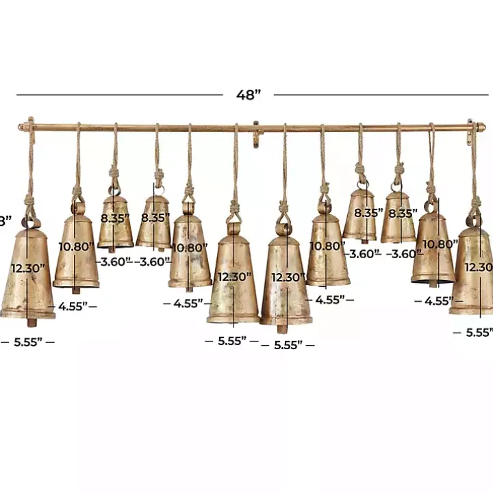 Aged Gold Triangle Bells Wall Plaque
