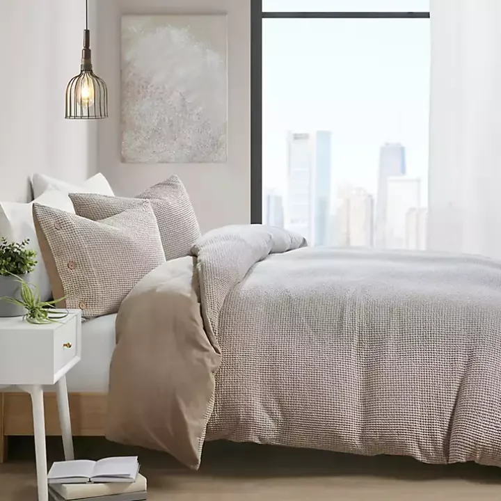 Alaya Tan 4-pc. Full/Queen Waffle Duvet Set