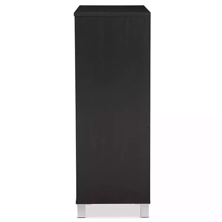 Aldrich Black Slatted Shoe Storage Cabinet