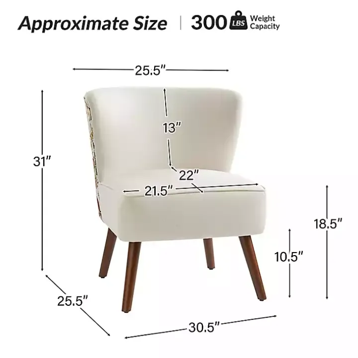 Alex Ivory Upholstered Floral Back Accent Chair