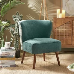 Alex Teal Upholstered Floral Back Accent Chair