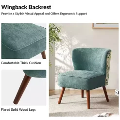 Alex Teal Upholstered Floral Back Accent Chair