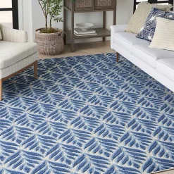 Aloha Blue Botanical Indoor/Outdoor Rug, 7x10