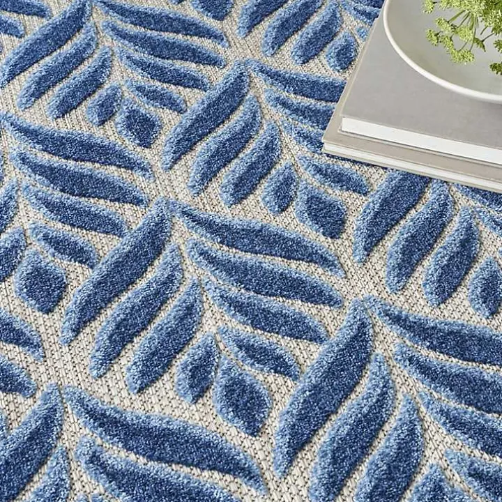 Aloha Blue Botanical Indoor/Outdoor Rug, 7x10