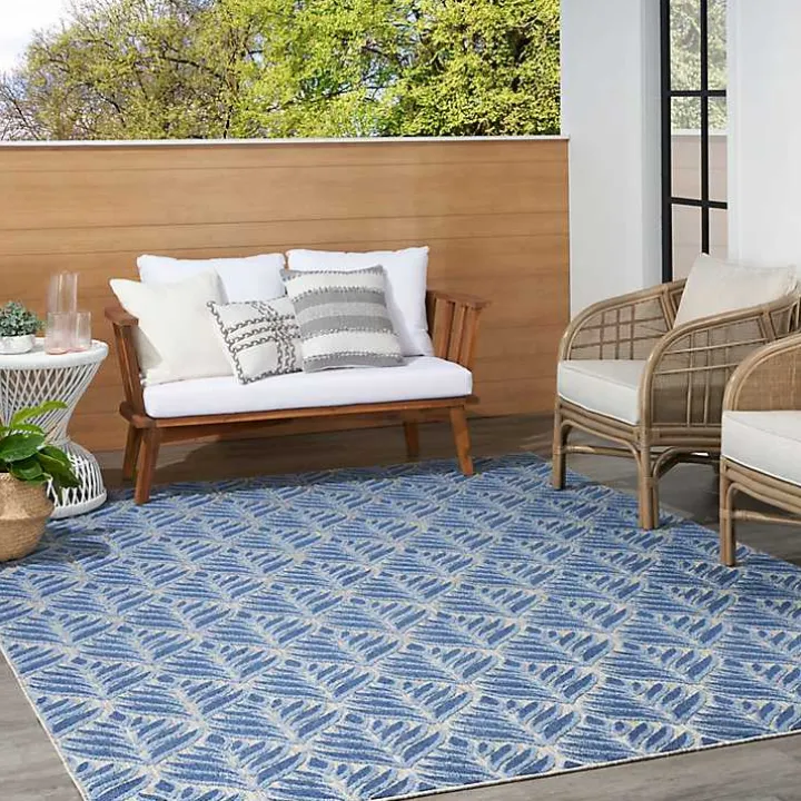 Aloha Blue Botanical Indoor/Outdoor Area Rug, 9x12