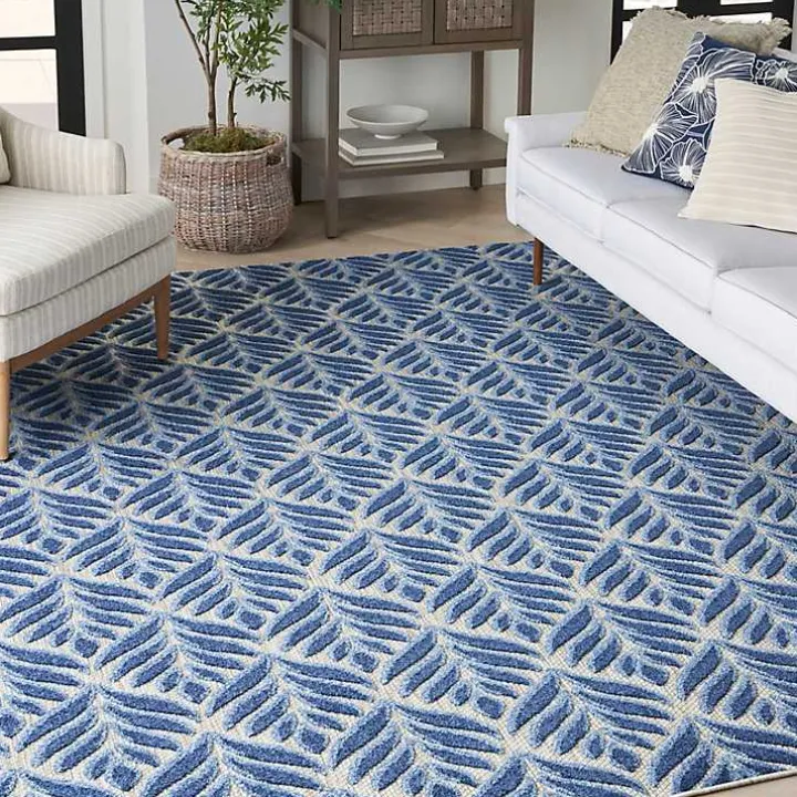Aloha Blue Botanical Indoor/Outdoor Area Rug, 9x12