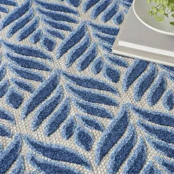 Aloha Blue Botanical Indoor/Outdoor Area Rug, 9x12