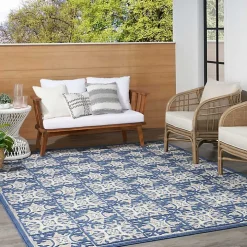 Aloha Blue Geometric Indoor/Outdoor Area Rug, 6x9