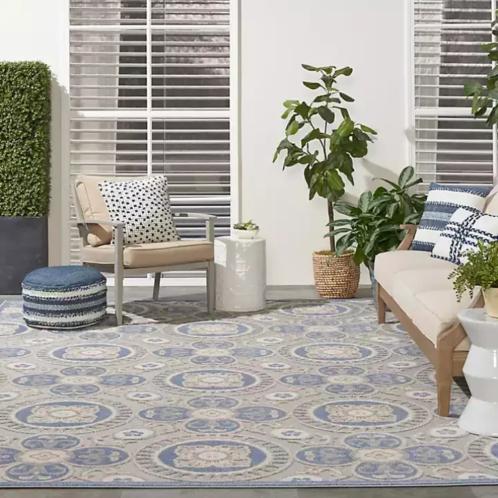 Aloha Blue Medallion Indoor/Outdoor Area Rug, 9x12