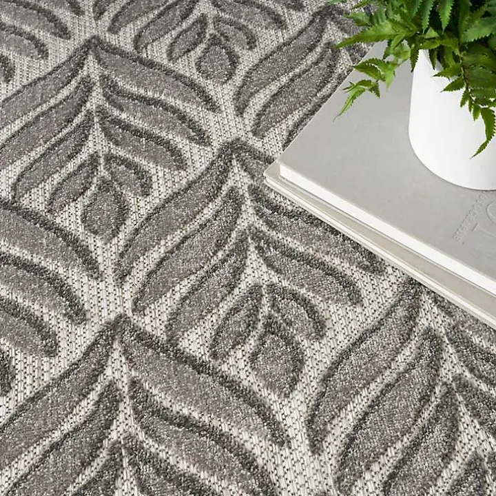 Aloha Gray Botanical Indoor/Outdoor Rug, 3x5