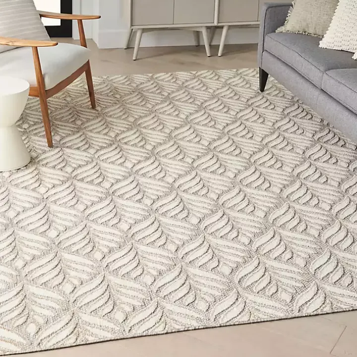 Aloha Ivory Botanical Indoor/Outdoor Area Rug, 3x5