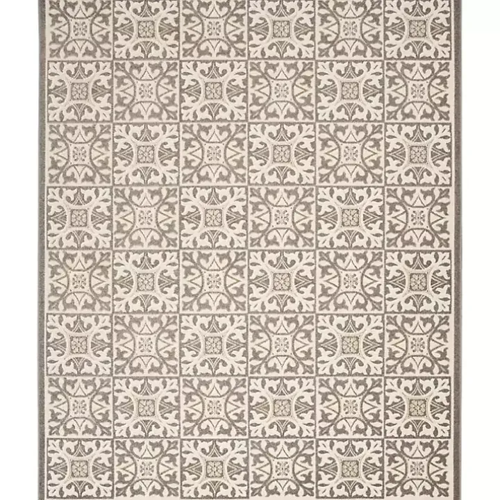 Aloha Ivory Geometric Indoor/Outdoor Area Rug, 6x9
