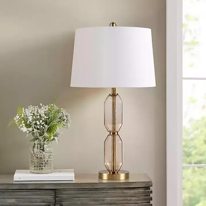 Amber Faceted Glass Table Lamp