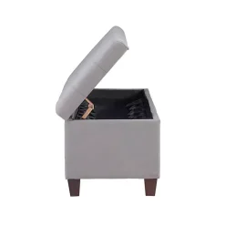 Amelia Tufted Gray Shoe Storage Ottoman Bench