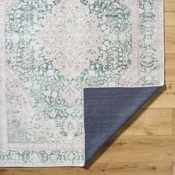 Amelie Green Traditional Washable Area Rug, 6x9