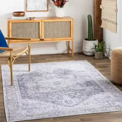 Amelie Navy Blue Classic Washable Area Rug, 5x7