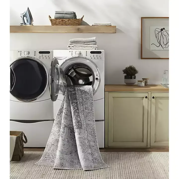Amelie Navy Blue Classic Washable Area Rug, 6x9
