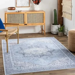 Amelie Silver Blue Classic Washable Area Rug, 7x10