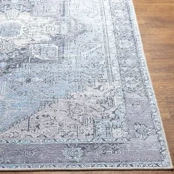 Amelie Silver Blue Classic Washable Area Rug, 8x12